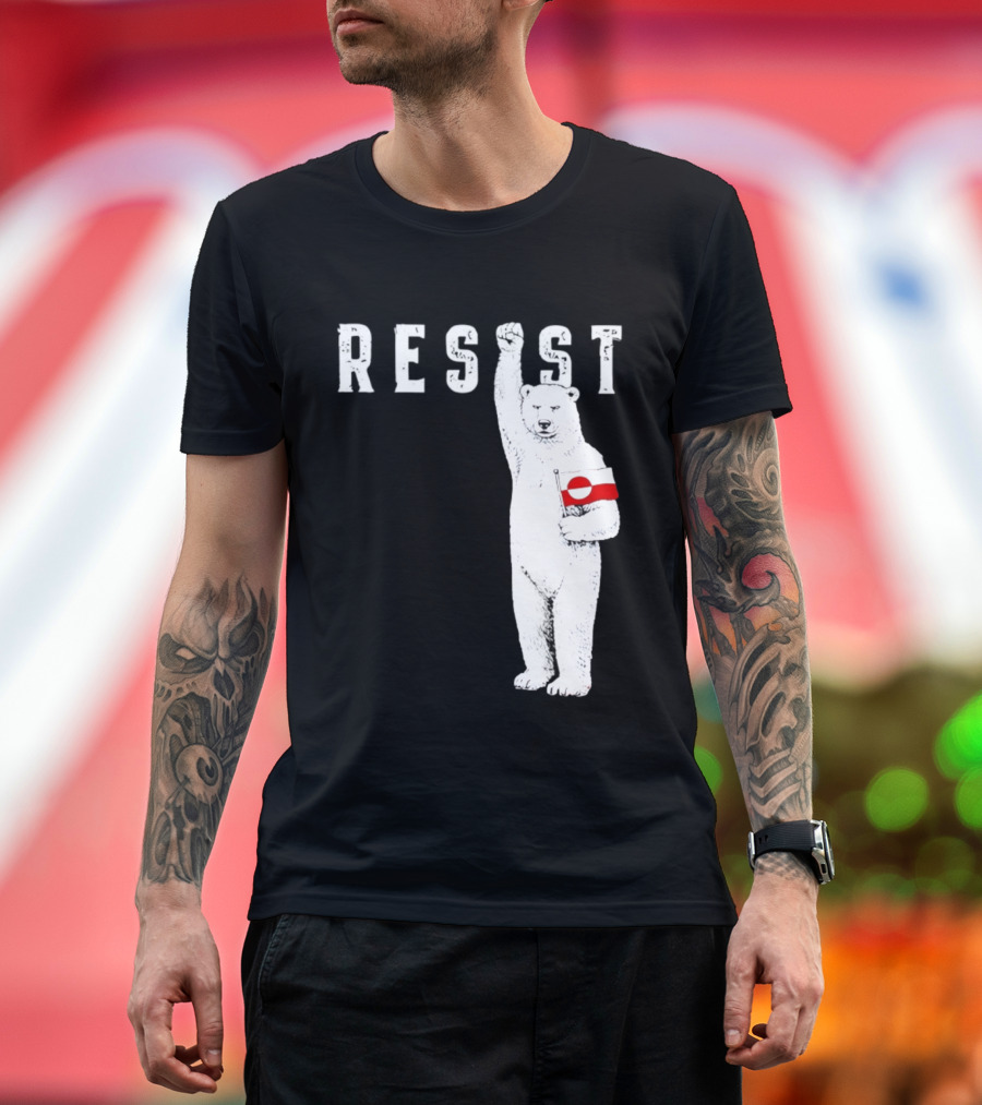 Resist Polar Bear Holding Greenland Flag T-Shirt