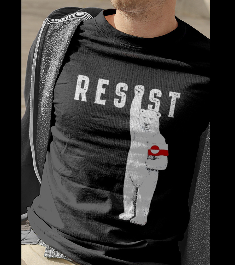 Resist Polar Bear Holding Greenland Flag T-Shirt