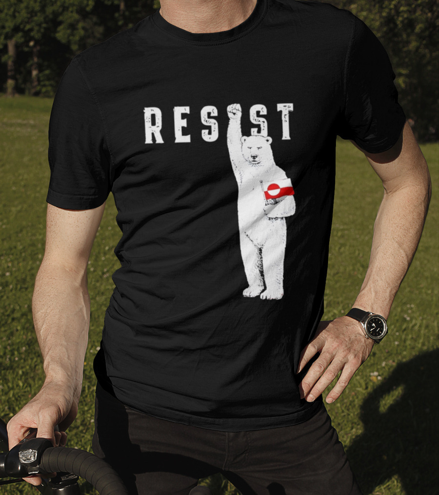 Resist Polar Bear Holding Greenland Flag T-Shirt