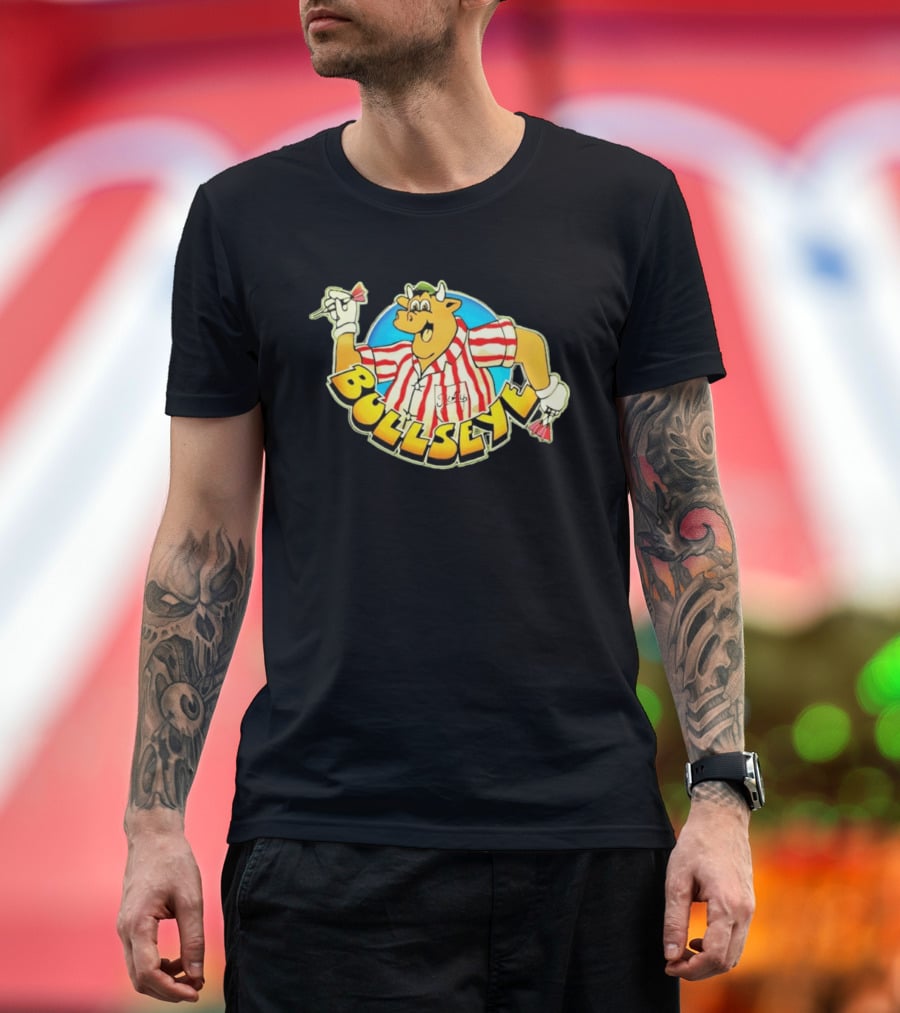 Bullseye Cartoon Bull With Darts Retro TV Show T-Shirt
