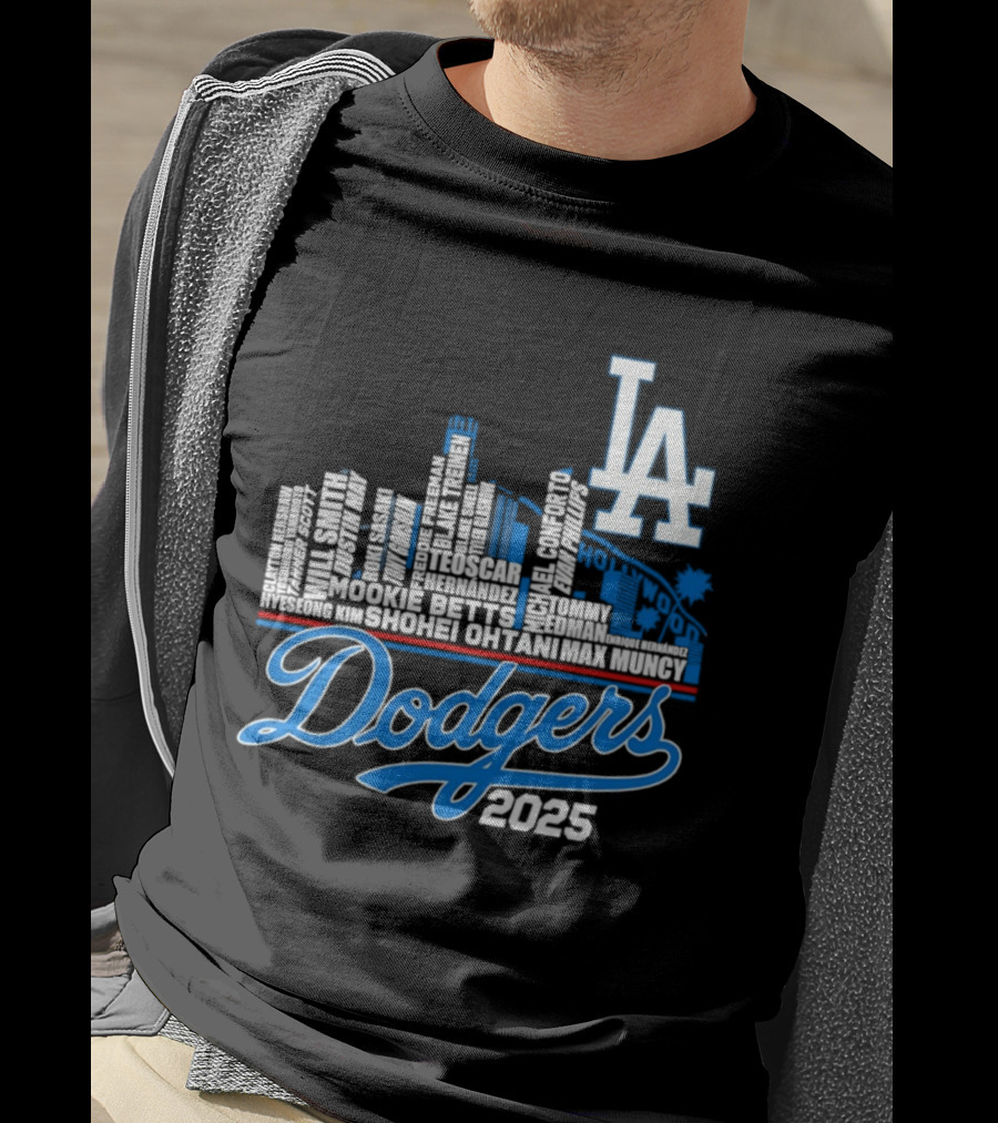 Los Angeles Dodgers 2025 City Skyline Name Players T-Shirt