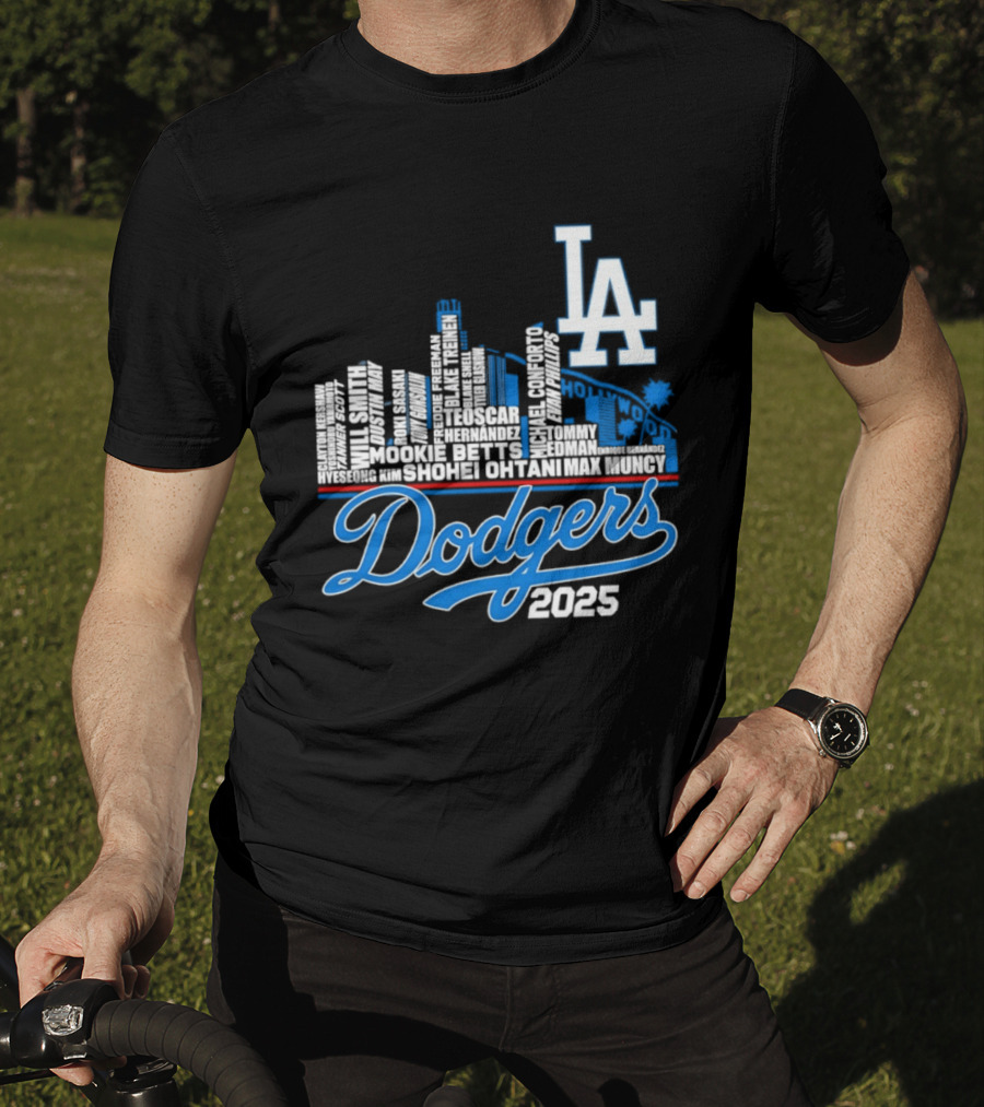 Los Angeles Dodgers 2025 City Skyline Name Players T-Shirt