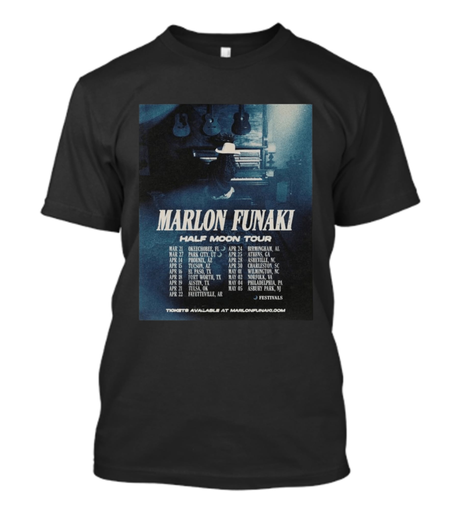 Marlon Funaki Half Moon Tour 2026 Dates Cities And Ticket Info T-Shirt