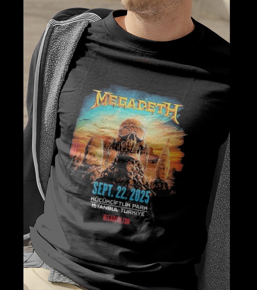 Megadeth September 22 2025 Küçükçiftlik Park Istanbul Turkey Skull T-Shirt