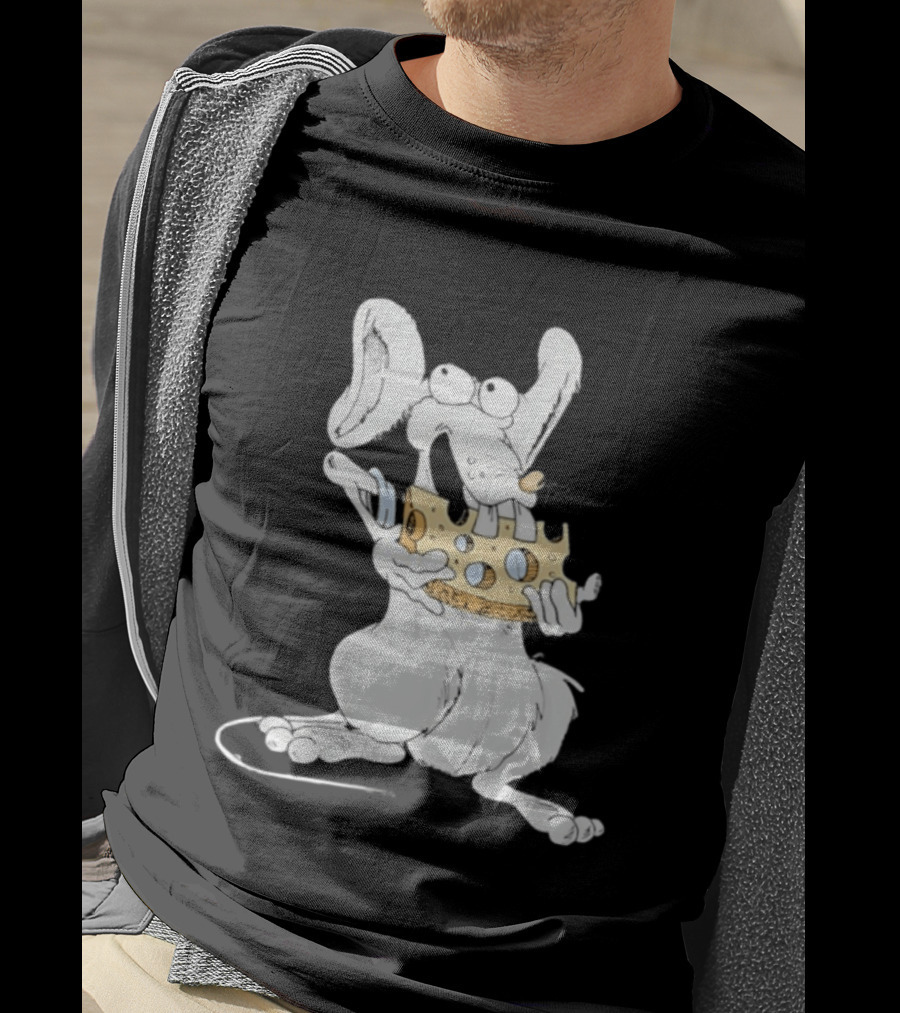 Cartoon Mouse Enjoying Swiss Cheese T-Shirt