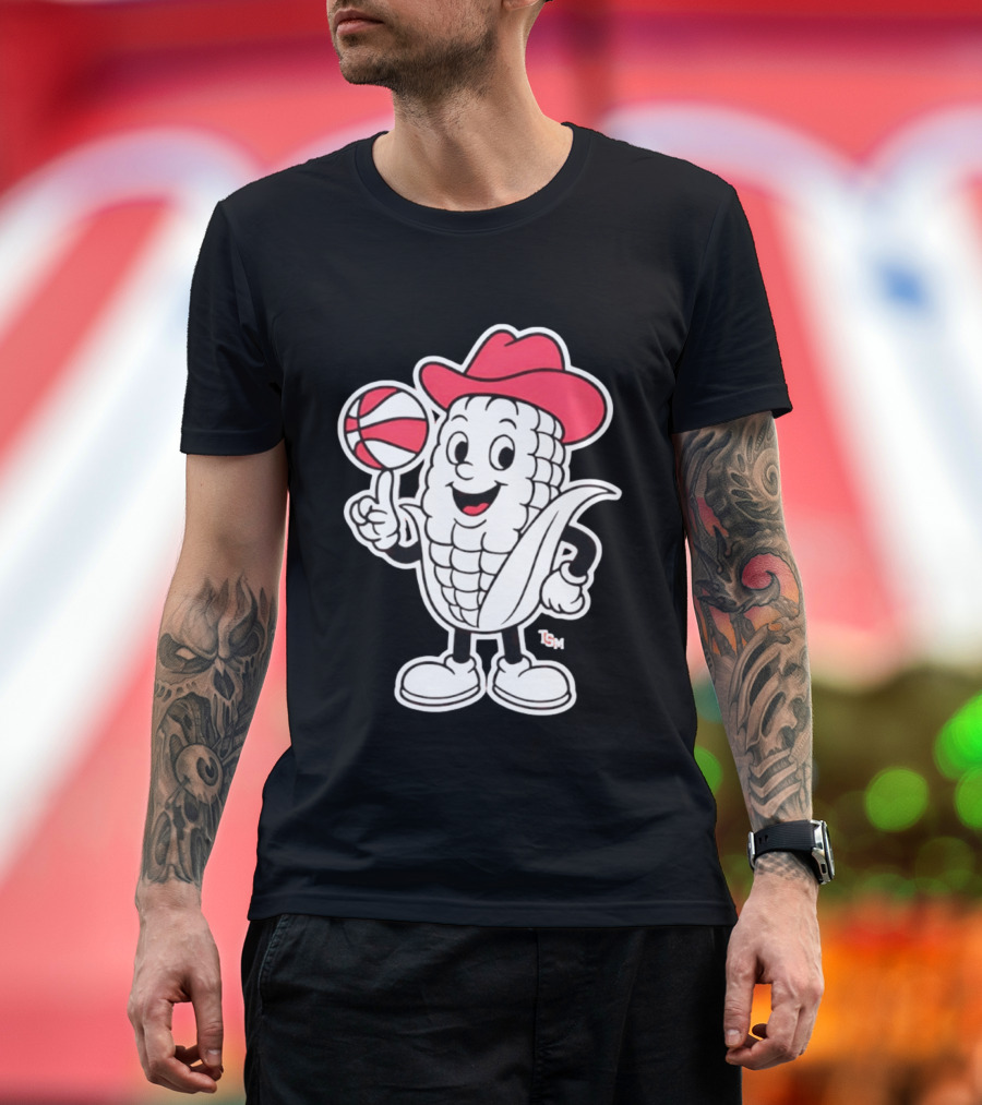 Nebraska Cornhuskers Cowboy Corn Basketball Playful T-Shirt