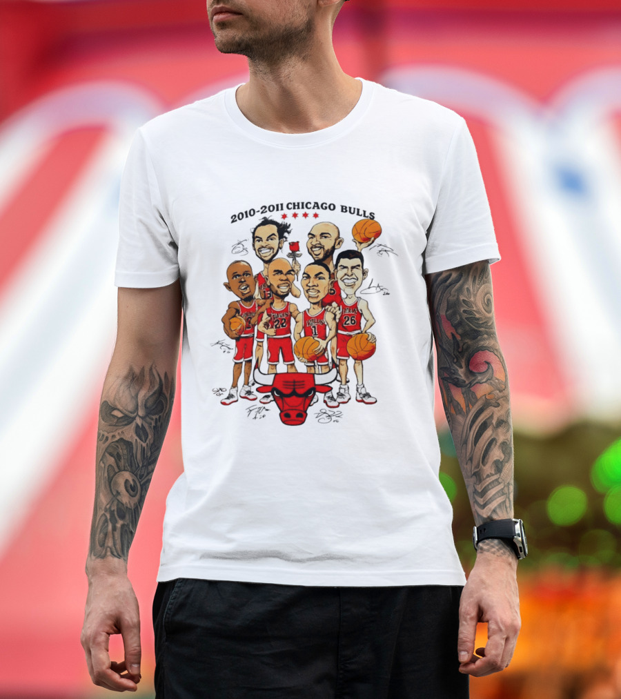 2010 2011 Chicago Bulls NBA Team Caricature T-Shirt