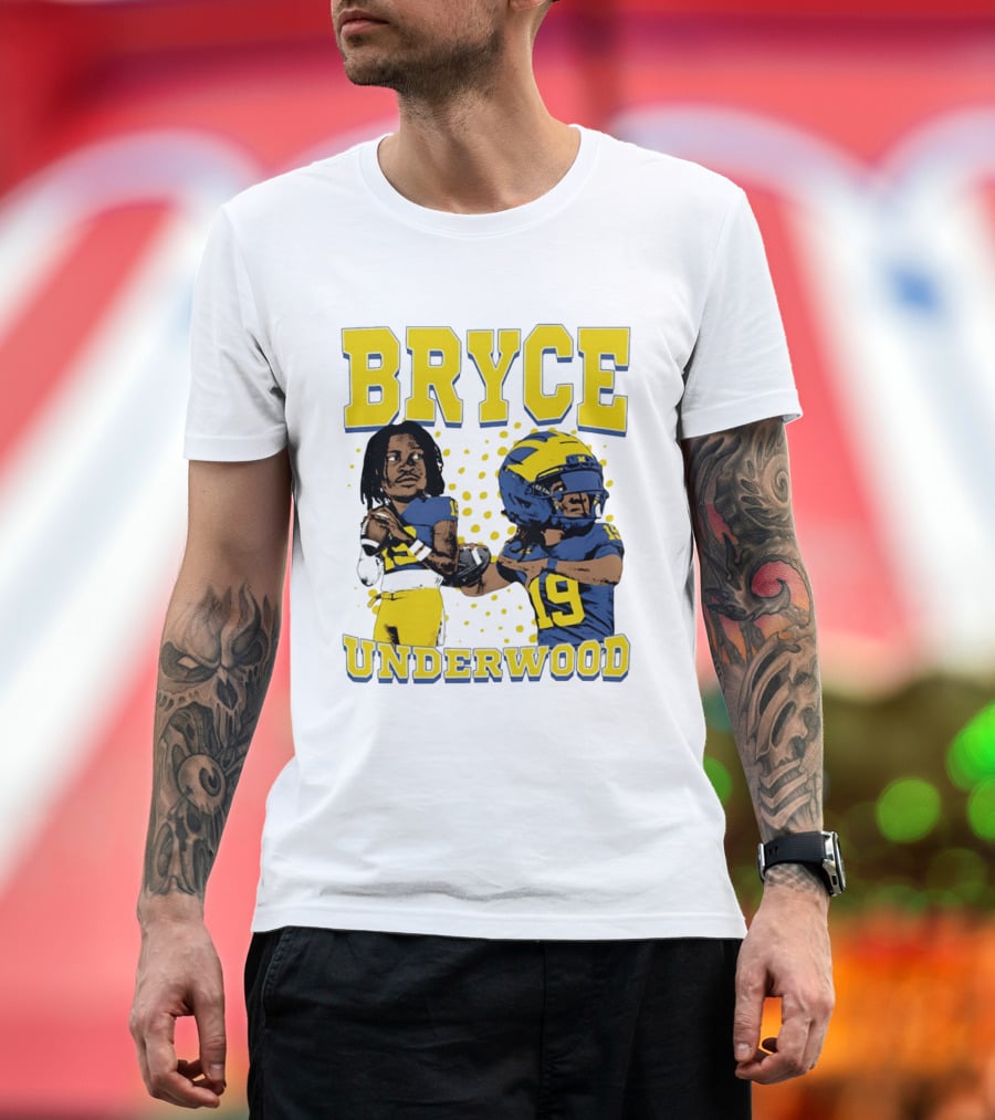Bryce Underwood Michigan Blue And Yellow Football Caricature 19 T-Shirt