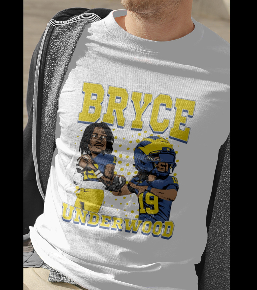 Bryce Underwood Michigan Blue And Yellow Football Caricature 19 T-Shirt