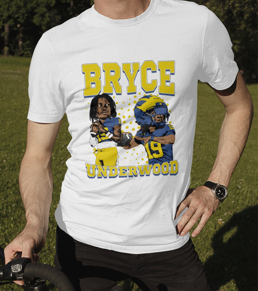 Bryce Underwood Michigan Blue And Yellow Football Caricature 19 T-Shirt