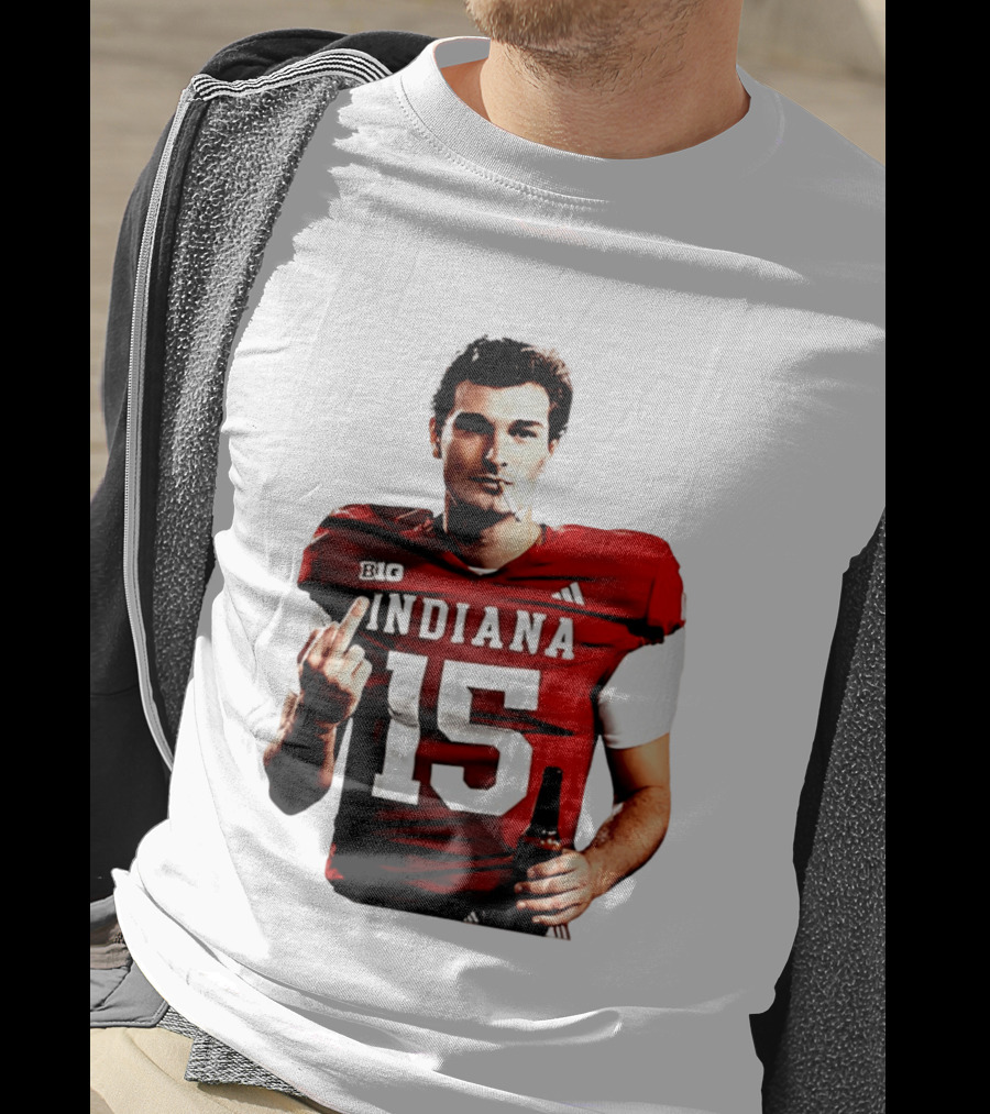 Indiana Hoosiers 15 Middle Finger Smoking Football Player T-Shirt