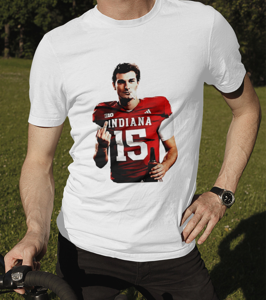 Indiana Hoosiers 15 Middle Finger Smoking Football Player T-Shirt