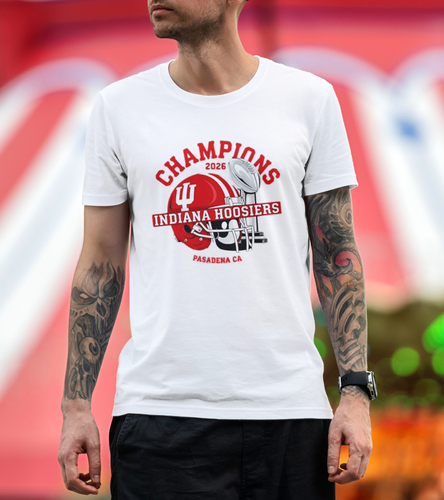Indiana Hoosiers 2026 Champions Helmet Trophy Football Victory T-Shirt