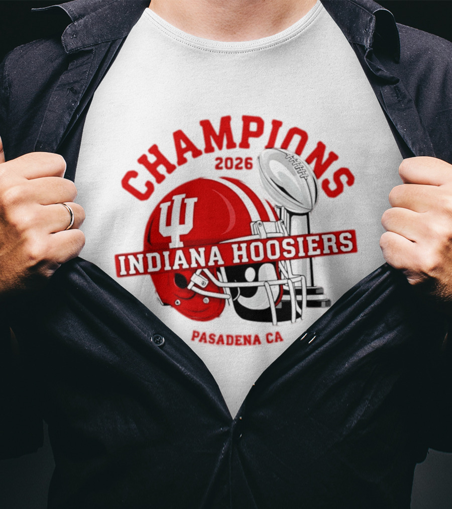 Indiana Hoosiers 2026 Champions Helmet Trophy Football Victory T-Shirt