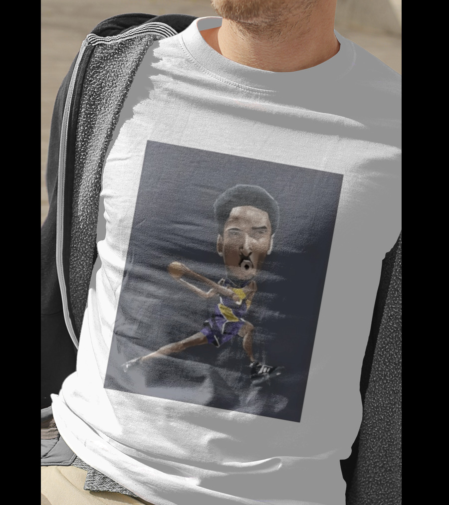 Kobe Bryant Caricature In Lakers Basketball Jersey T-Shirt