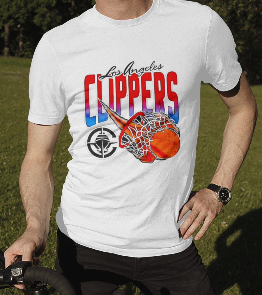 Los Angeles Clippers Basketball Flaming Hoop T-Shirt