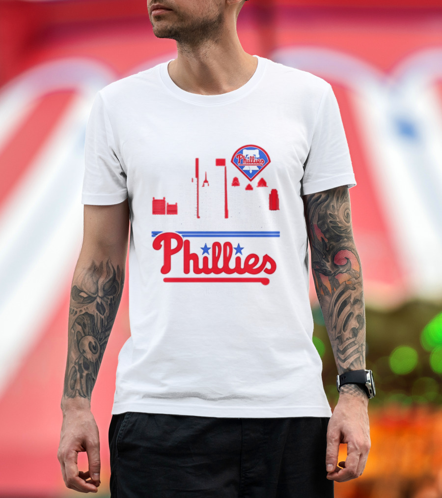Philadelphia Phillies 2025 City Skyline And Players Names T-Shirt