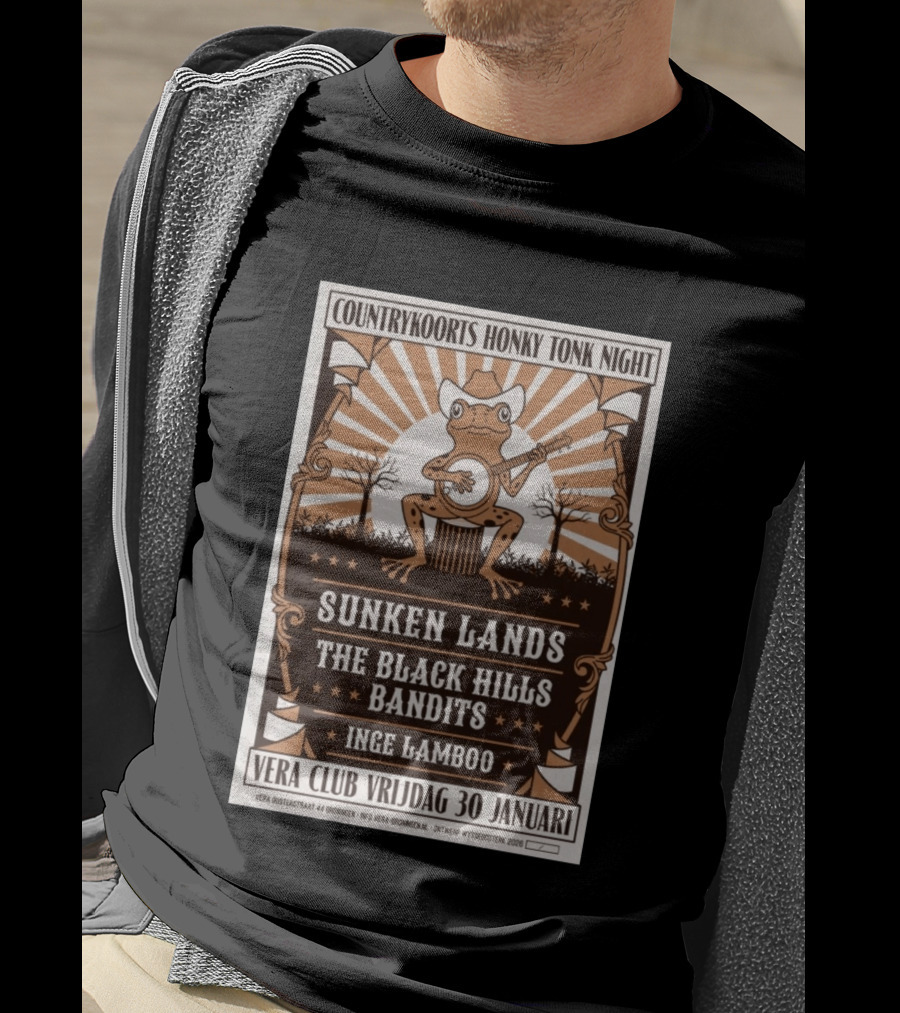 Countrykoorts Honky Tonk Night Sunken Lands Black Hills Bandits Inge Lamboo Vera Club Friday 30 Januari 2026 T-Shirt