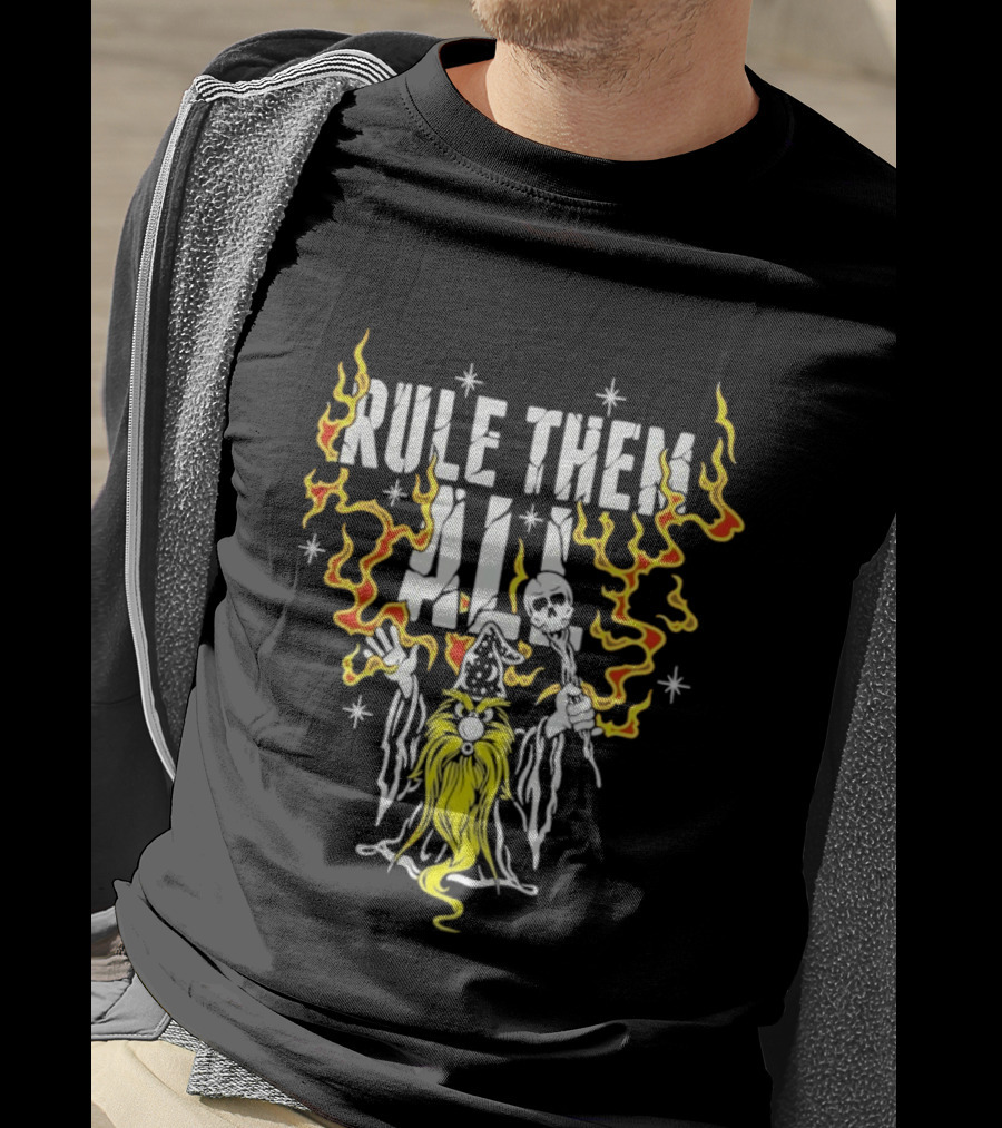 Rule Them All Wizard Flames Magic Power Wand And Stars T-Shirt