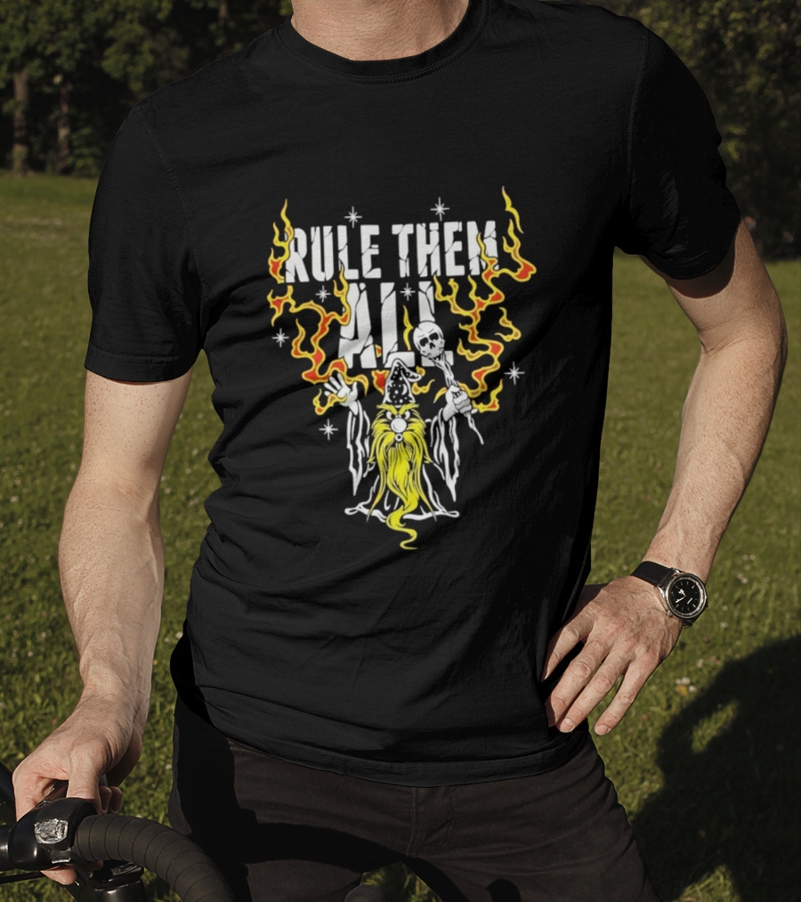 Rule Them All Wizard Flames Magic Power Wand And Stars T-Shirt