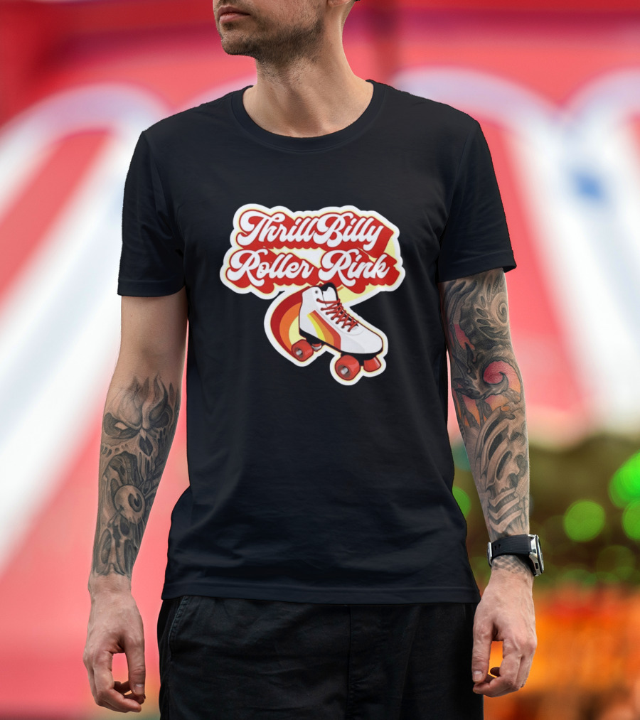 Thrill Billy Roller Rink Vintage Skate White Red Yellow T-Shirt