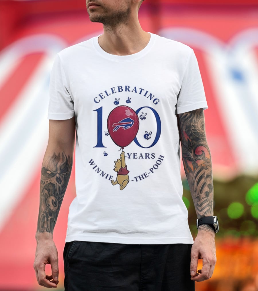 Buffalo Bills Winnie The Pooh 100 Years Anniversary Balloon Celebration T-Shirt