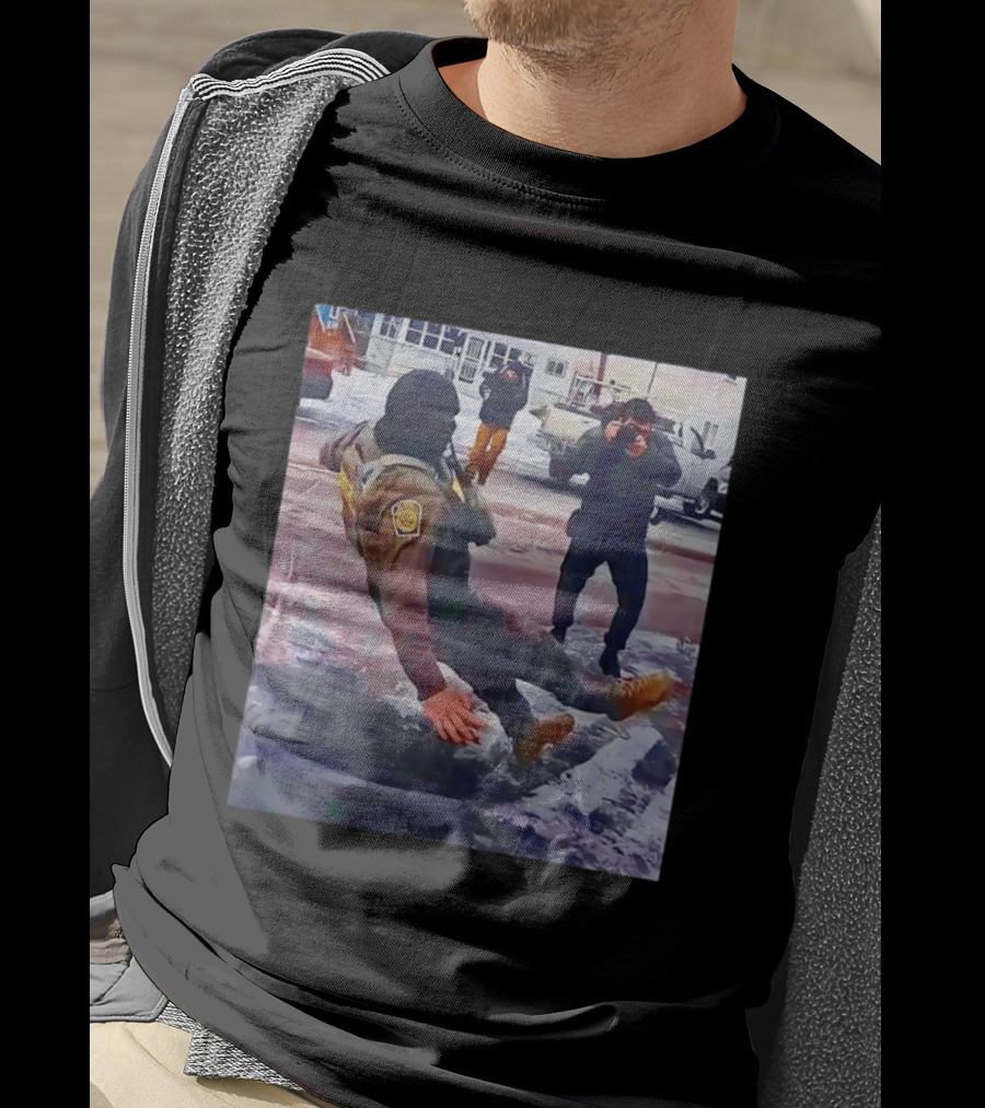 ICE Agent Slipping On Ice Captured In Epic Photo Moment T-Shirt