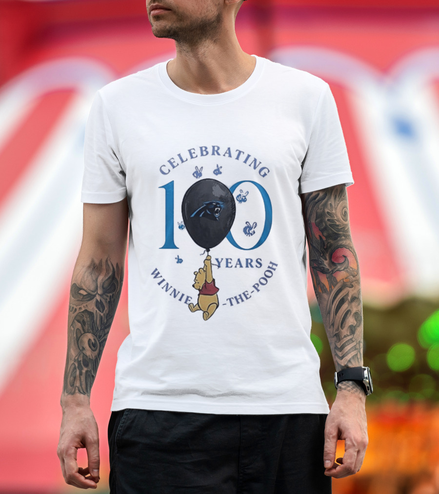 Carolina Panthers Winnie The Pooh 100th Anniversary Celebrating Years T-Shirt