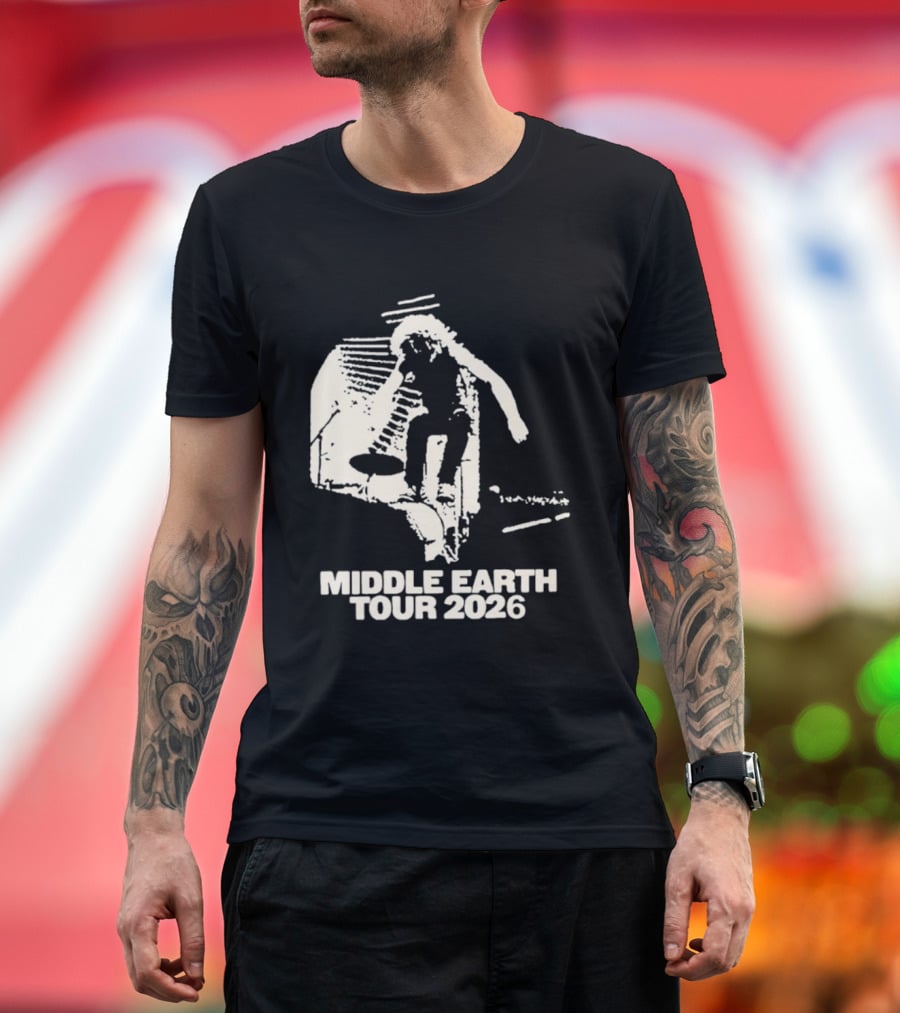 Jesse Welles Middle Earth Tour 2026 Sketch Style Concert Promotion T-Shirt