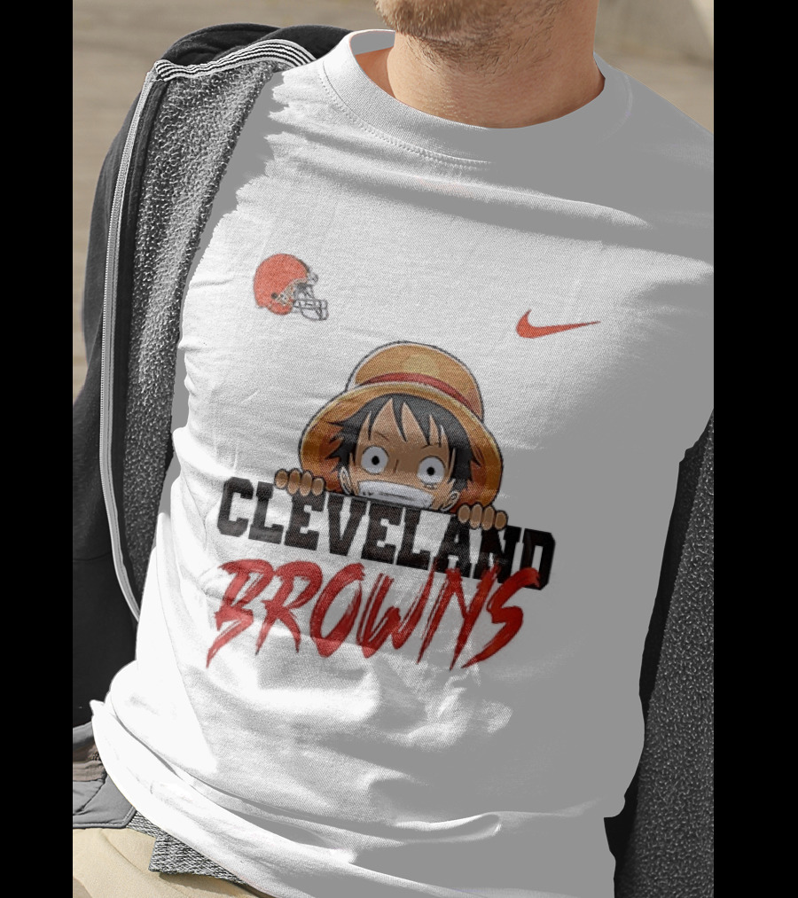 Cleveland Browns One Piece Monkey D Luffy Nike Collaboration T-Shirt