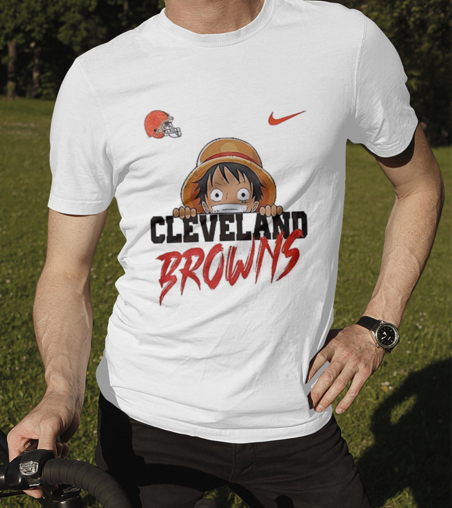 Cleveland Browns One Piece Monkey D Luffy Nike Collaboration T-Shirt