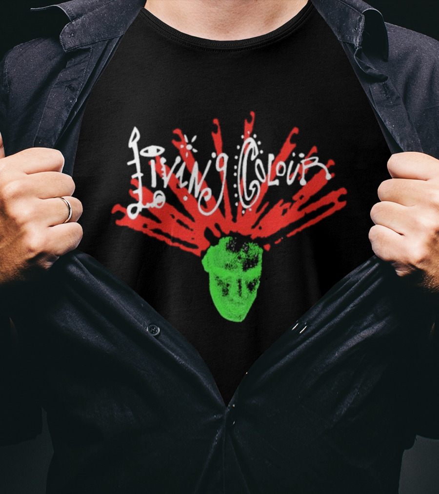 Living Colour Ray Head Simple Explosive Green T-Shirt
