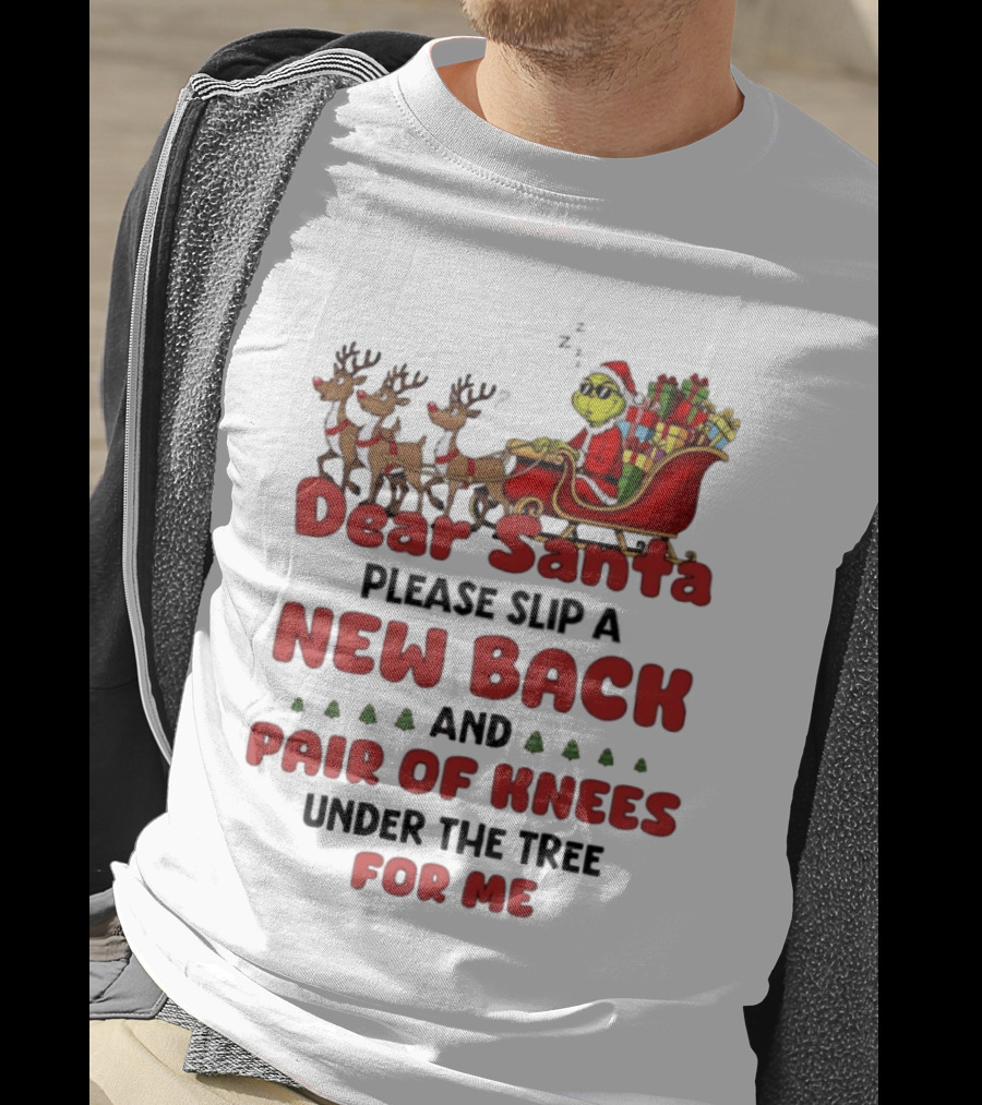 Dear Santa Grinch New Back Pair Of Knees Christmas Humor T-Shirt