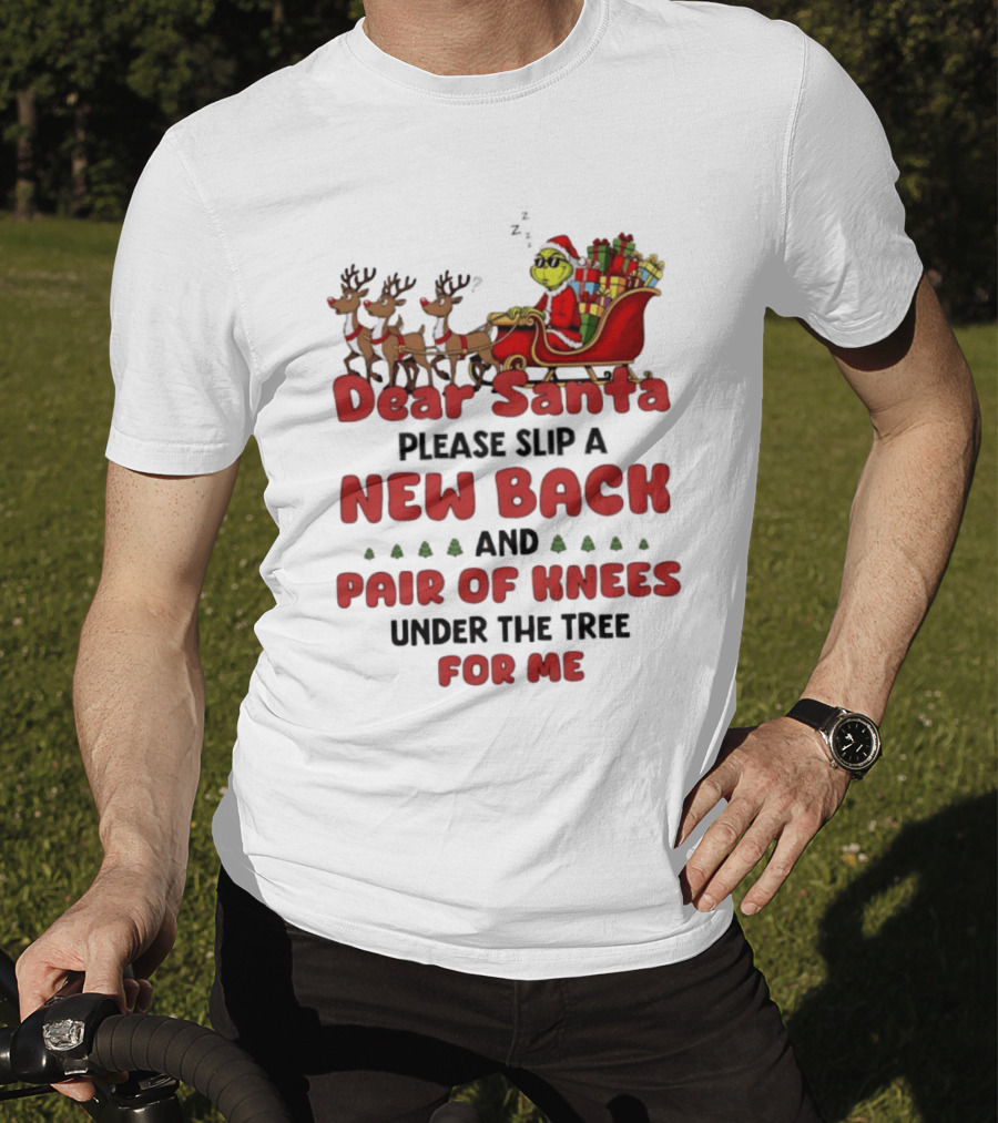 Dear Santa Grinch New Back Pair Of Knees Christmas Humor T-Shirt