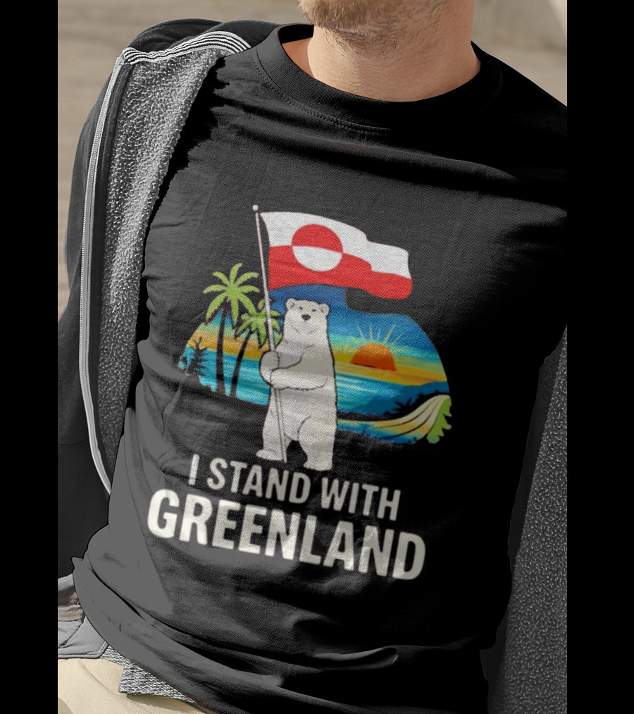 I Stand With Greenland Polar Bear Sunburst Scenery T-Shirt