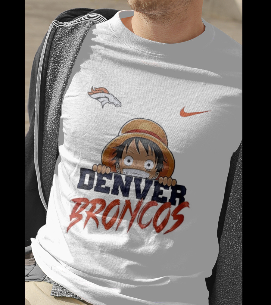 Denver Broncos One Piece Monkey D Luffy Anime Crossover Nike Collaboration T-Shirt