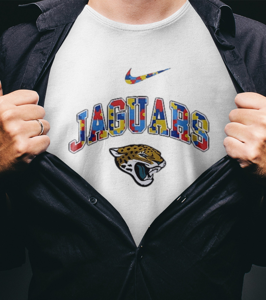 Jacksonville Jaguars Autism Awareness Puzzle Pattern Love Understand Accept T-Shirt