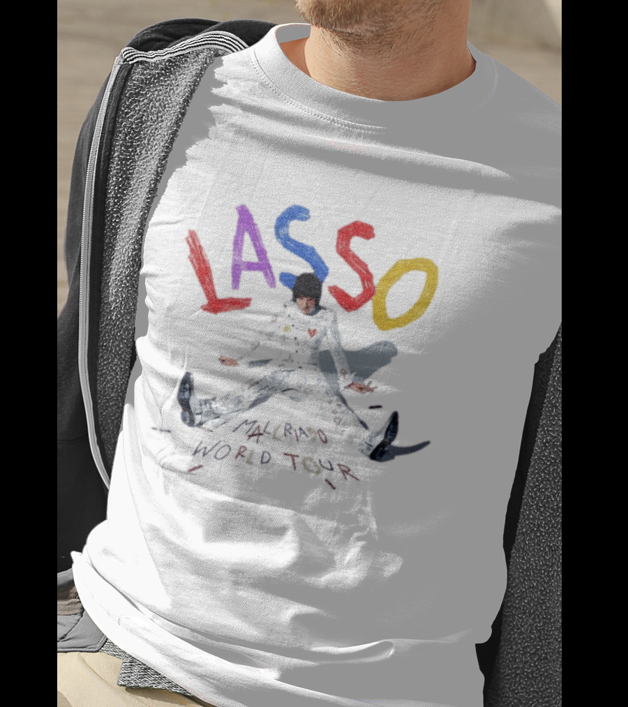 Lasso Malcriado 2025 World Tour Dates Colorful Lettering And Outfit T-Shirt