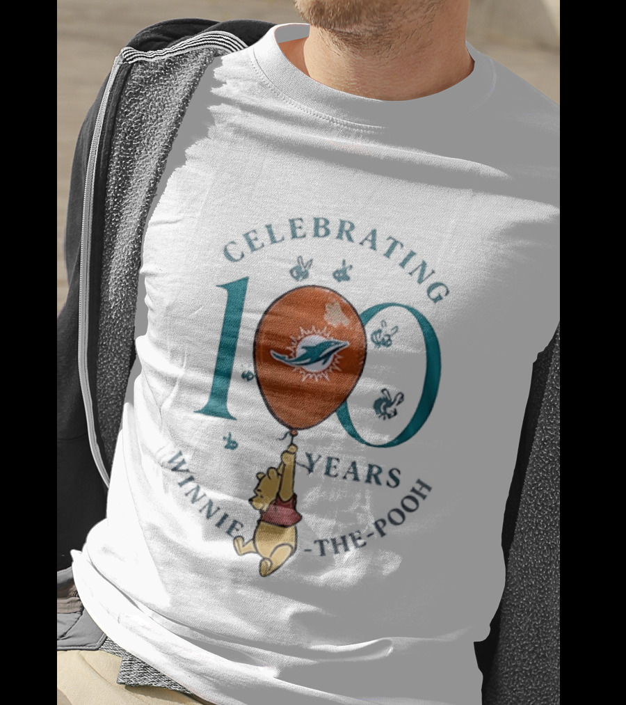 Celebrating 100 Years Miami Dolphins Winnie The Pooh T-Shirt