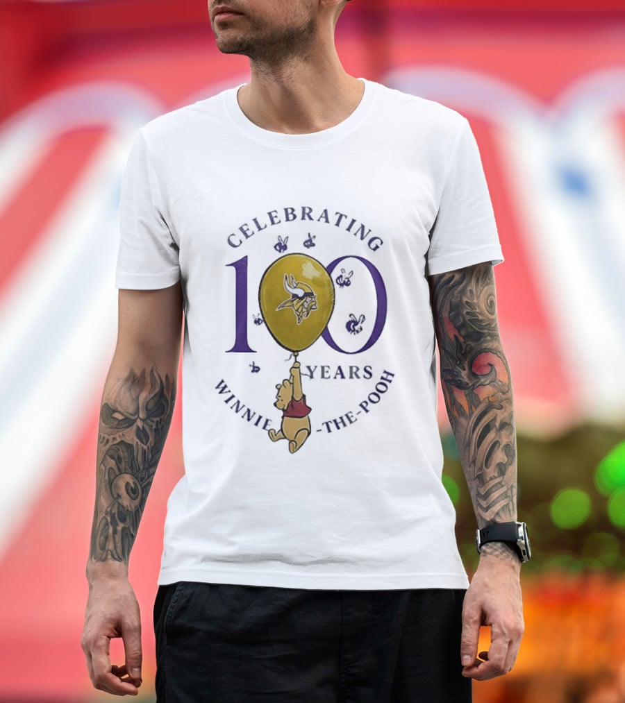 Celebrating 100 Years Minnesota Vikings Winnie The Pooh Anniversary T-Shirt