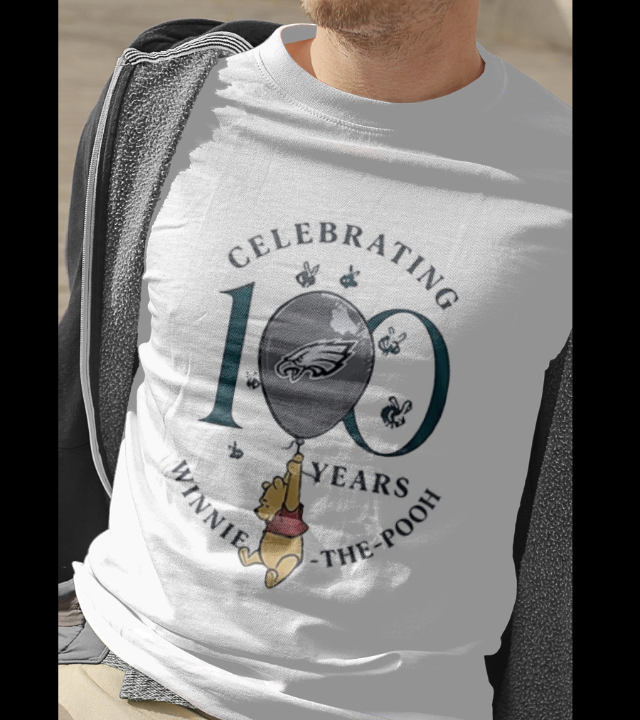 Philadelphia Eagles Winnie The Pooh 100th Anniversary Celebrating Balloon T-Shirt