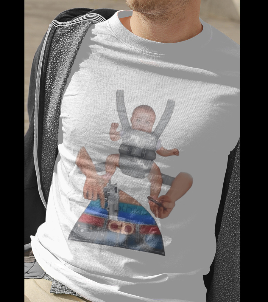 Ethika Responsible Father Baby Carrier Gun Mobile Concept T-Shirt