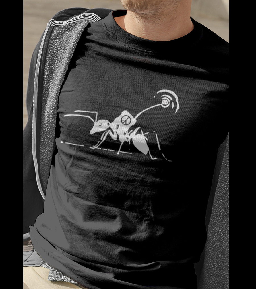 Ant Futile Peace Line Drawing Art With Minimalist T-Shirt