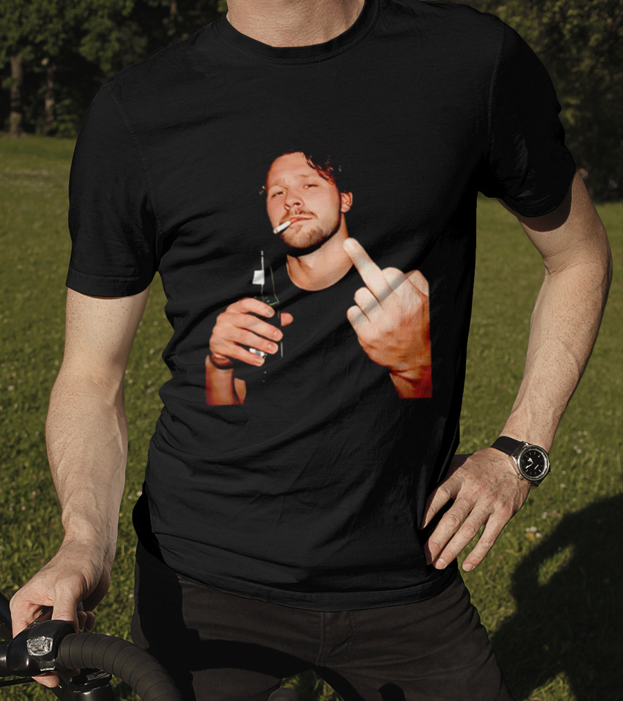 Josh Allen Smoking And Holding Beer Middle Finger T-Shirt