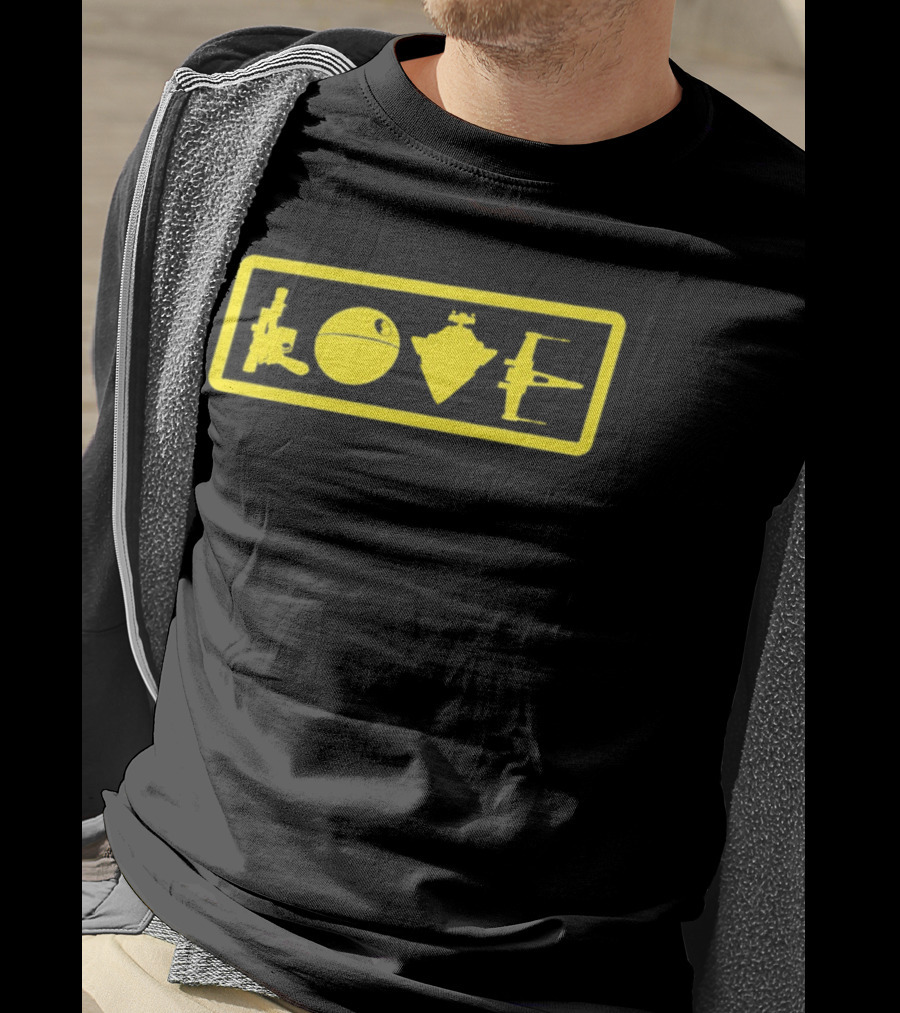 Love Star Wars Blaster Death Star Star Destroyer X Wing T-Shirt