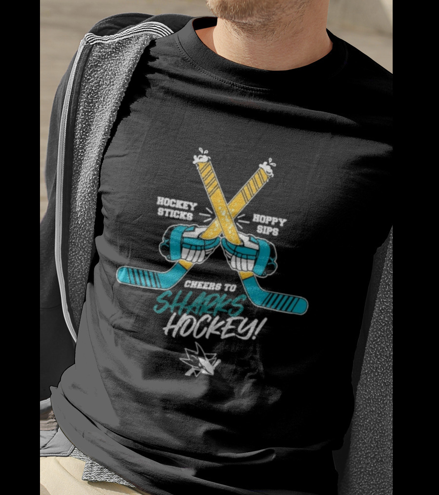 Cheers To San Jose Sharks Beer Hoppy Sips Hockey Sticks T-Shirt