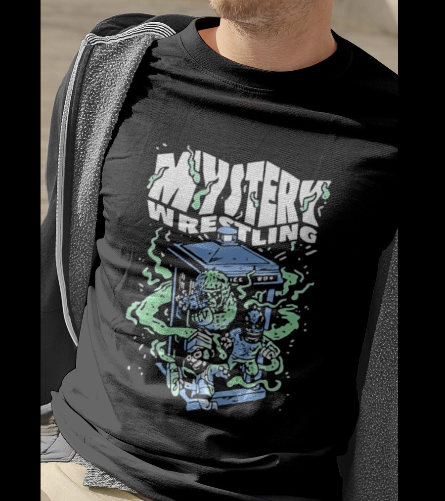 Mystery Wrestling Dr Who Boxing Tardis Green Monster Match T-Shirt