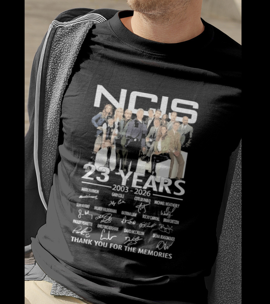 NCIS 23 Years 2003 2026 All Cast Members Autographed Thank You For The Memories T-Shirt