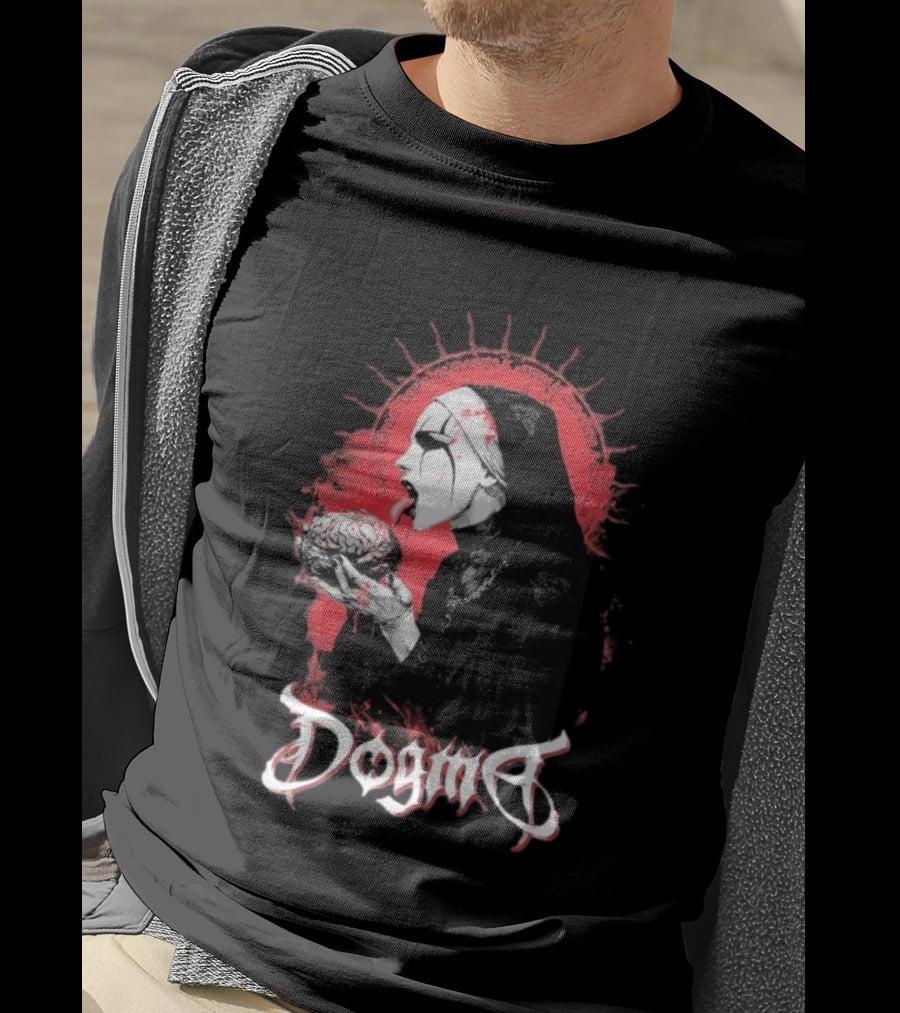Dogma Brain Gothic Nun With Red Halo And Brain T-Shirt