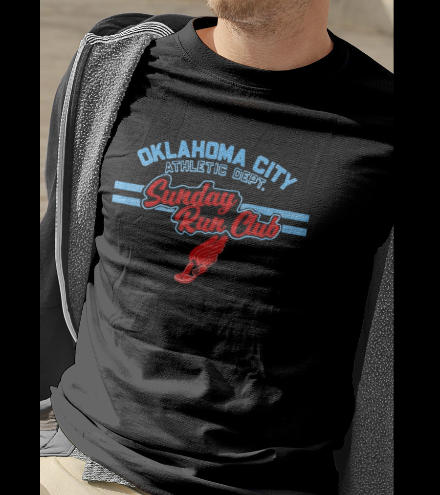 Oklahoma City Athletic Dept Sunday Run Club Winged Shoe T-Shirt
